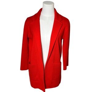 Red Sweater Blazer Knit Cardigan Merino Wool Blend J.Crew Open Front XXS